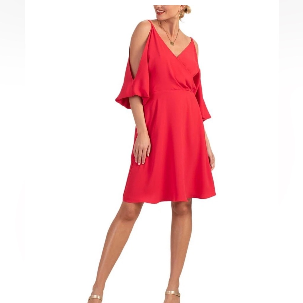 Trina Turk Red Cold-Shoulder A-Line Dress